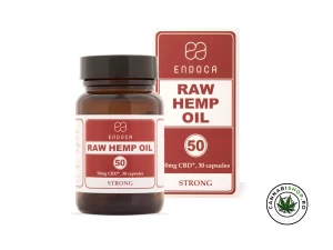 Cutie de capsule cu 50% CBD Endoca, continand un borcan cu 30 de capsule de canabidiol. Experimenteaza beneficiile naturale ale CBD-ului pentru sanatate si bunastare.