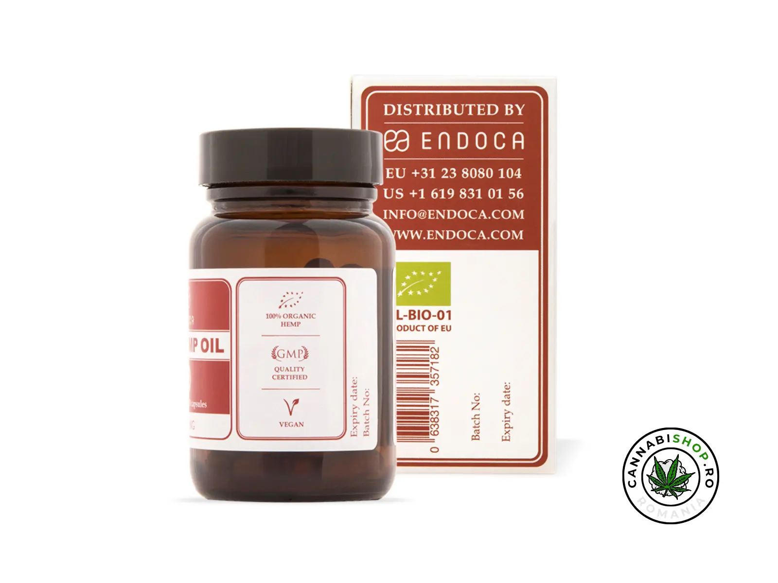 Cutie de capsule 50% CBD Endoca din canepă organică, conținând un borcan cu 30 de capsule de 50% CBD. Experimentează beneficiile puternice ale canabidiolului pentru sănătate și bunăstare.